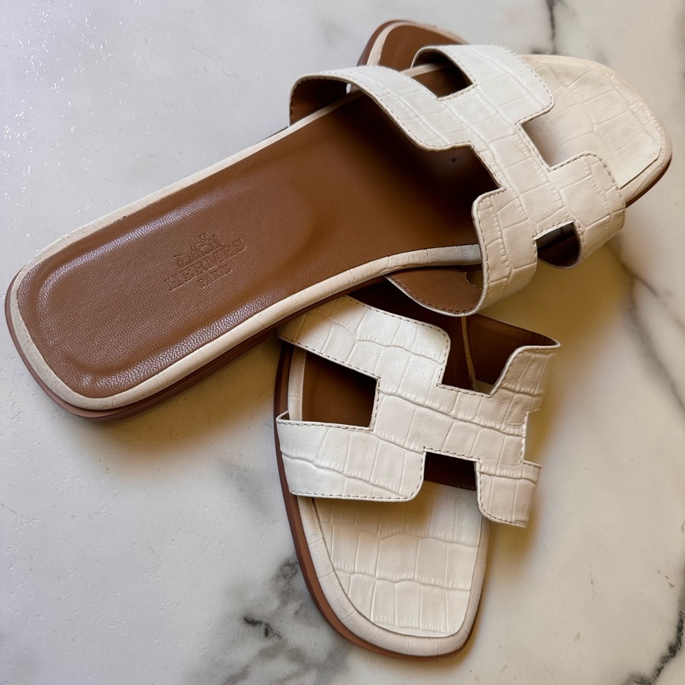 Hermes Oran Leather Slides